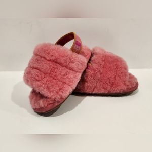 UGG Fluff Yeah Slide Slippers Sandal Baby Sz 4/5 Pink Toddler 12/18mo Sheepskin